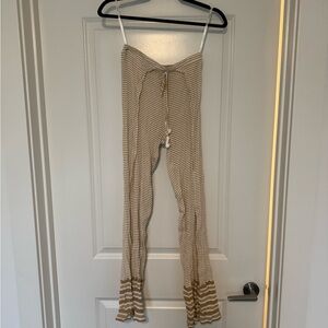 Faithfull the Brand Beige Striped Pants